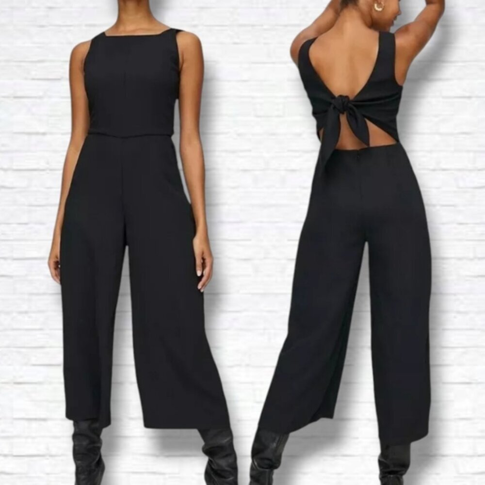 Aritzia Wilfred Ecoulement Black Tie Back Sleeveless Ankle Length Romper Size 4